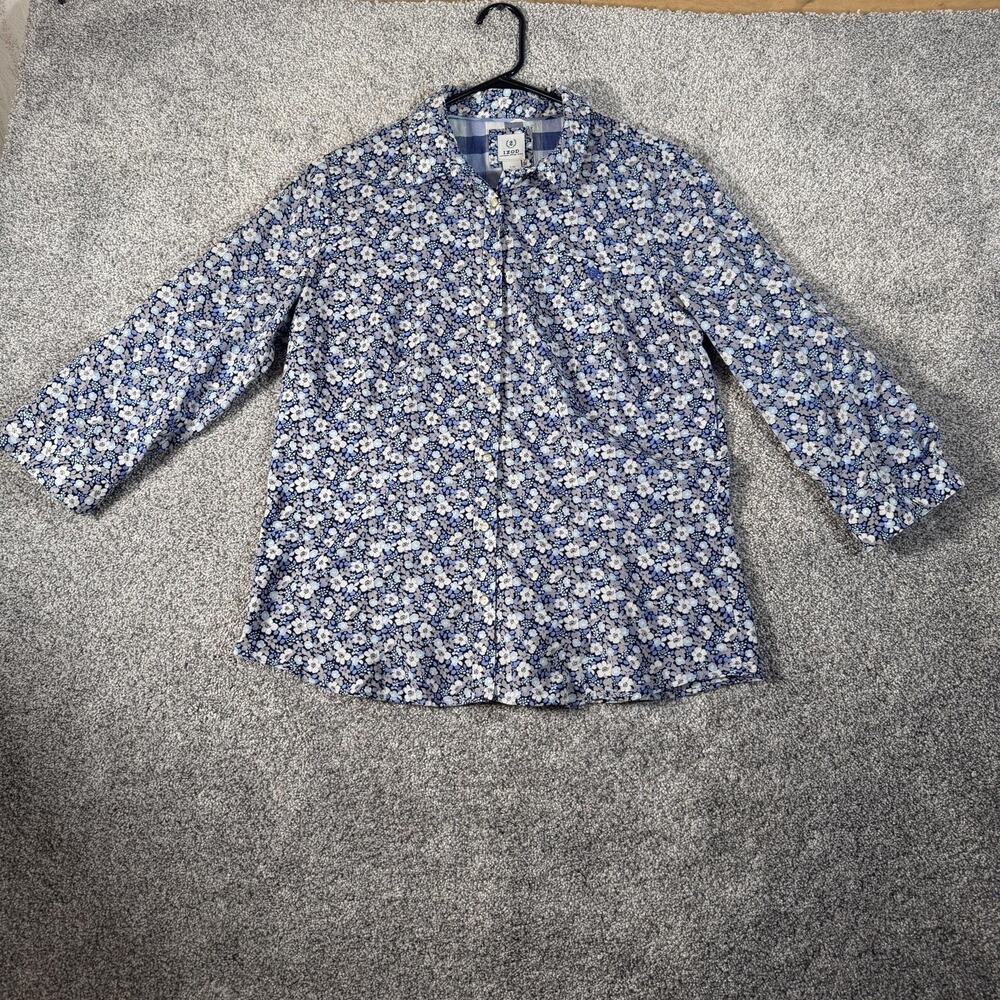 Izod Button Up Top L Floral Cottagecore Classic Preppy English Country Feminine